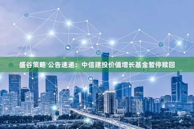 盛谷策略 公告速递：中信建投价值增长基金暂停赎回